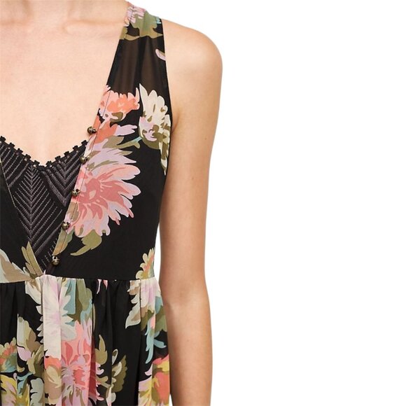 Anthropologie Maeve Black Floral Violetta Dress Size Medium Boho Bohemian - Picture 9 of 10